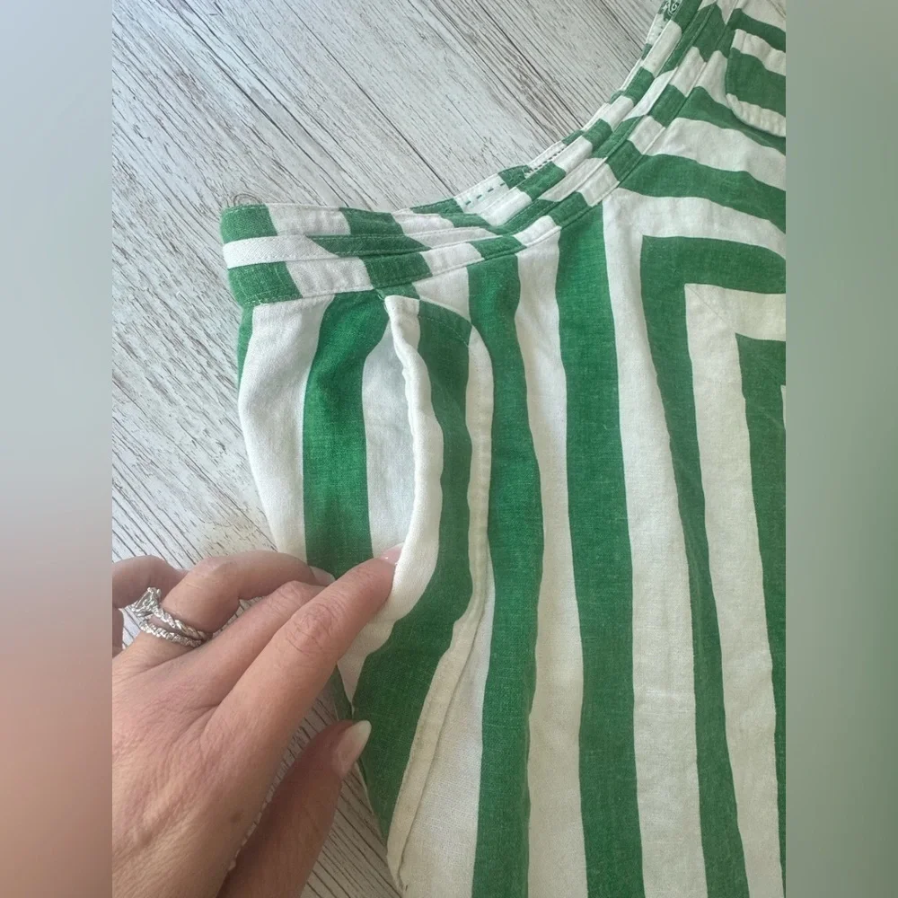 9-H15 STCL by Anthropologie A-Line Skirt Pockets Chevron Print Green/White 6